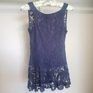 Vintage Havana Navy Blue Lace Ruffle Top